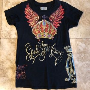 Christian Audigier Crown Wings Women’s T Shirt